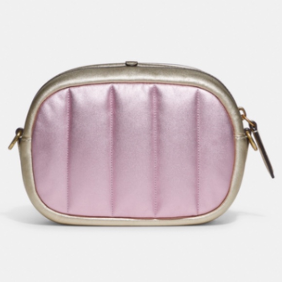 BNWT COACH Small Camera Bag With Colorblock Quilting Metallic Pink Multi AUTHENT - Picture 3 of 7